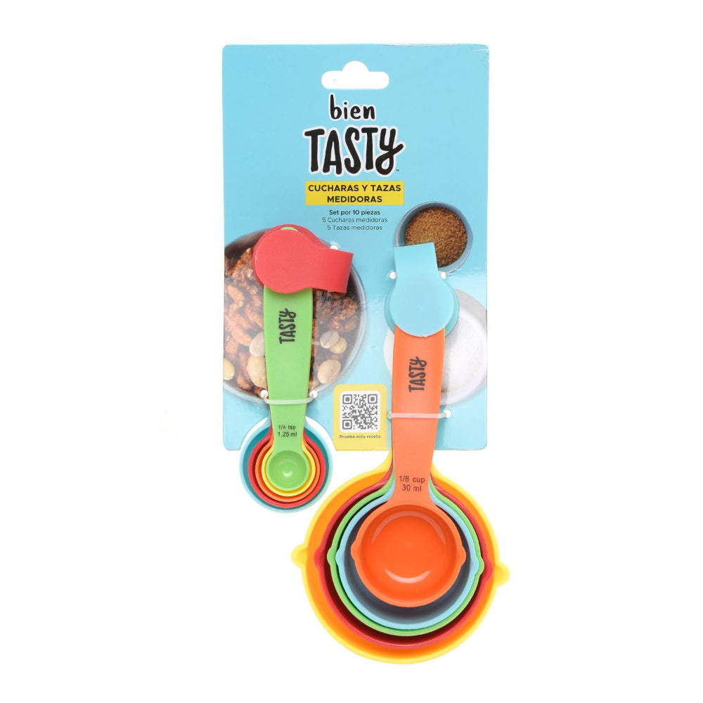  Juego de 10 tazas y cucharas medidoras, medidas de cocina de  acero inoxidable, tazas y cucharas medidoras de alimentos para cocina,  cocina, medición de horneado con anillo extraíble : Hogar y