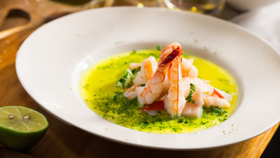 Ceviche de Langostinos Gourmet con Emulsión de Limón y Menta