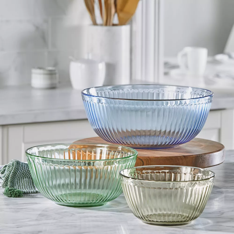 Set X3 Bowls Pyrex 1.3Qt Tapa Verde,2.3Qt Tapa Menta Y 4.5Qt Tapa Azul