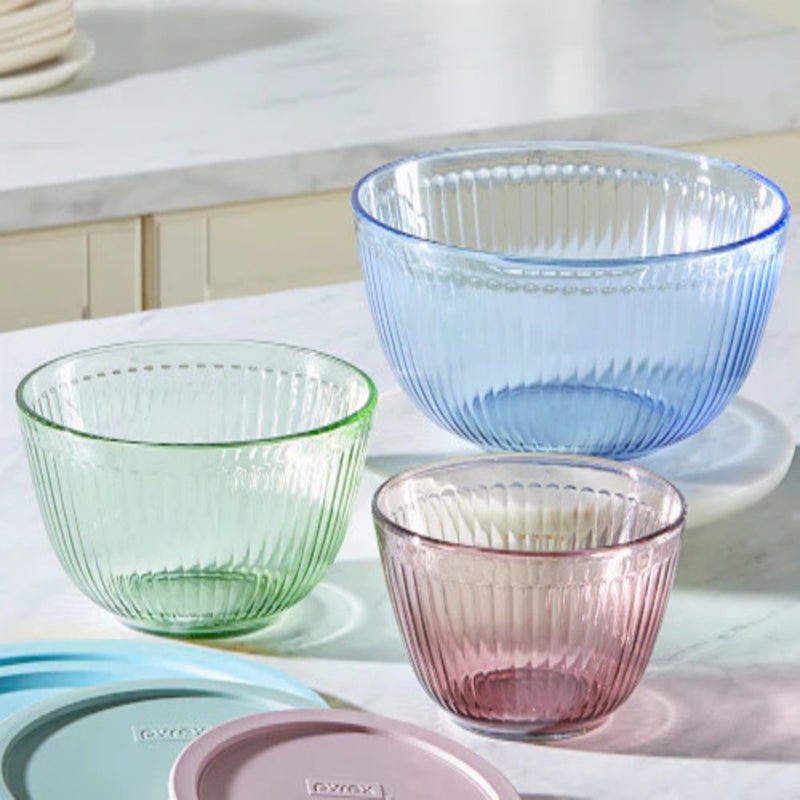 Set X3 Bowls Pyrex 1.3Qt Tapa Verde,2.3Qt Tapa Menta Y 4.5Qt Tapa Azul