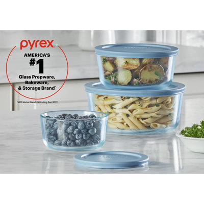 Set X5 Pc Pyrex Redondos (2 De 4 Tazas,1 De 2 Tazas Y 2 De 1 Taza)