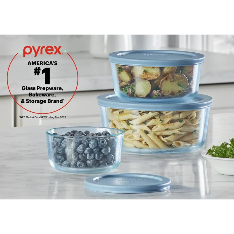 Set X5 Pc Pyrex Redondos (2 De 4 Tazas,1 De 2 Tazas Y 2 De 1 Taza)