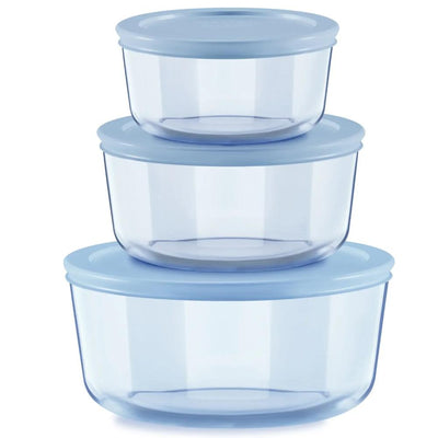 Set X5 Pc Pyrex Redondos (2 De 4 Tazas,1 De 2 Tazas Y 2 De 1 Taza)