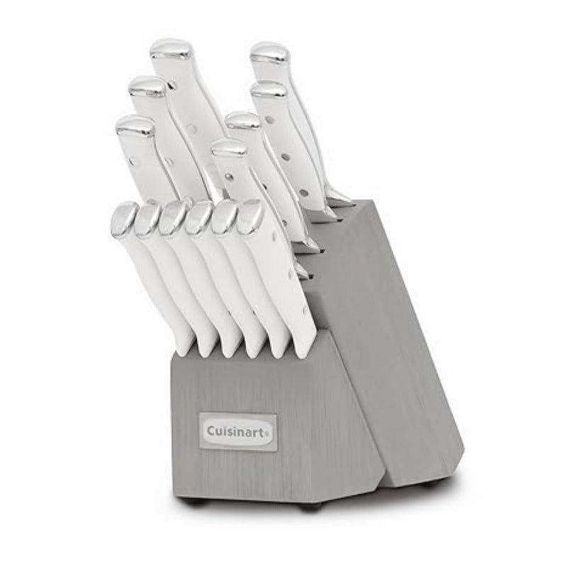 Juego De Cuchillos 14 Pzas Mango Blanco Con Bloque Gris Cuisinart