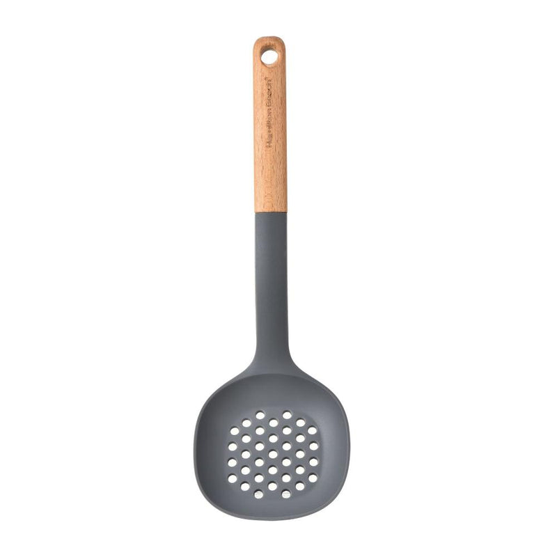 HB Espumadera de Silicone Color Gris, 14" con Mango de Madera