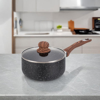 Cacerola con Mango de 19 cm con Tapa de Vidrio