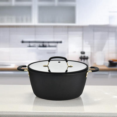 Olla con Asas de Aluminio Forjado con Tapa de Vidrio