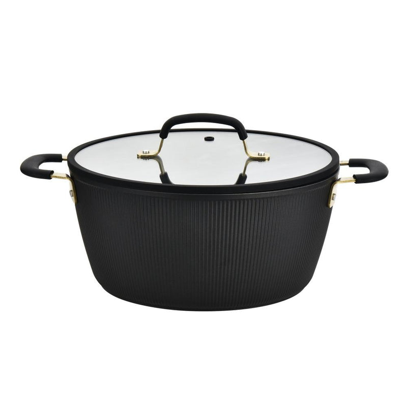 Olla con Asas de Aluminio Forjado con Tapa de Vidrio