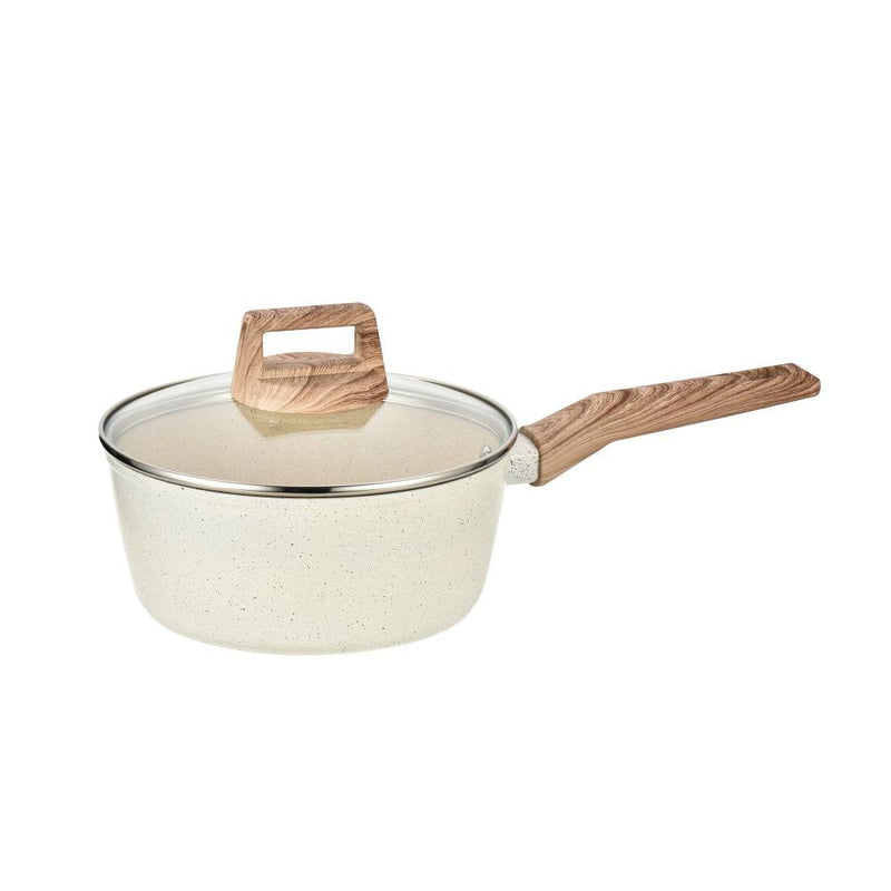 Cacerola con Mango de 20 cm y Tapa de Vidrio. Antiadherente de Cerámica