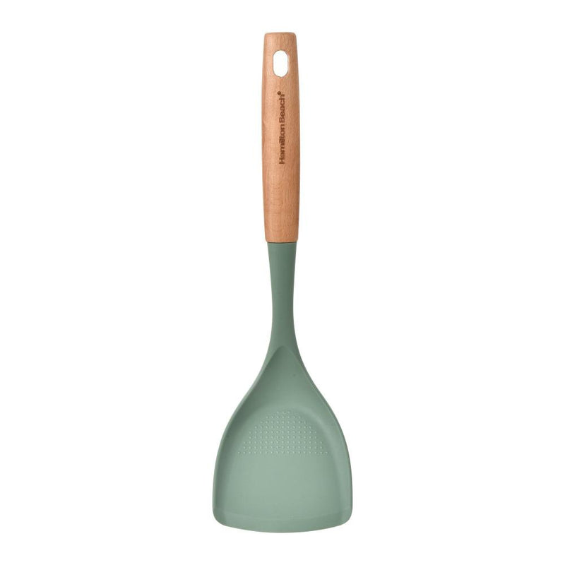HB Espátula Plana de Silicone Color Salvia, 13" con Mango de Madera