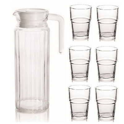 Set de Jarra Line con Tapa 1,1 lts + 6 Vasos Ikea 7 oz Avivahome GYB123/GG-E6-S392