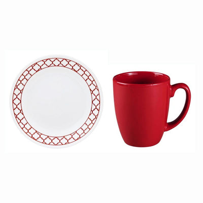Set Café X 2 Crimson Trellis (Plato Auxiliar 17 cm + Mug 325 ml) Corelle 1122340-1123209