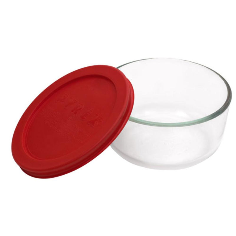 Bowl Redondo 1Qt - 950 ml Tapa Plástica Roja Pyrex