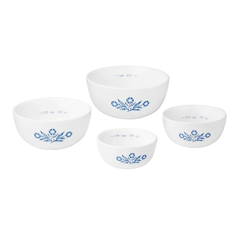 Set X 4 Bowls Medidores Cornflower (1Cup, 1/2Cup, 1/3Cup, 1/4 Cup) Corningware &