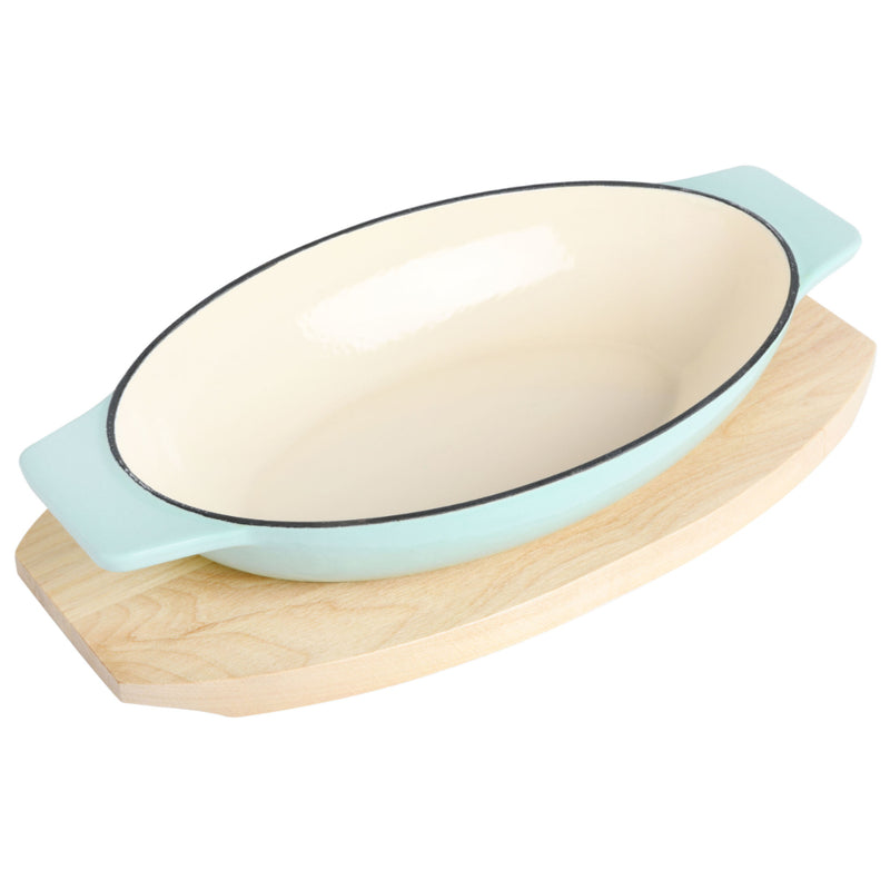 Refractaria Ovalada 26,6Cm Con Tabla En Madera Martha Blue Gibson_001