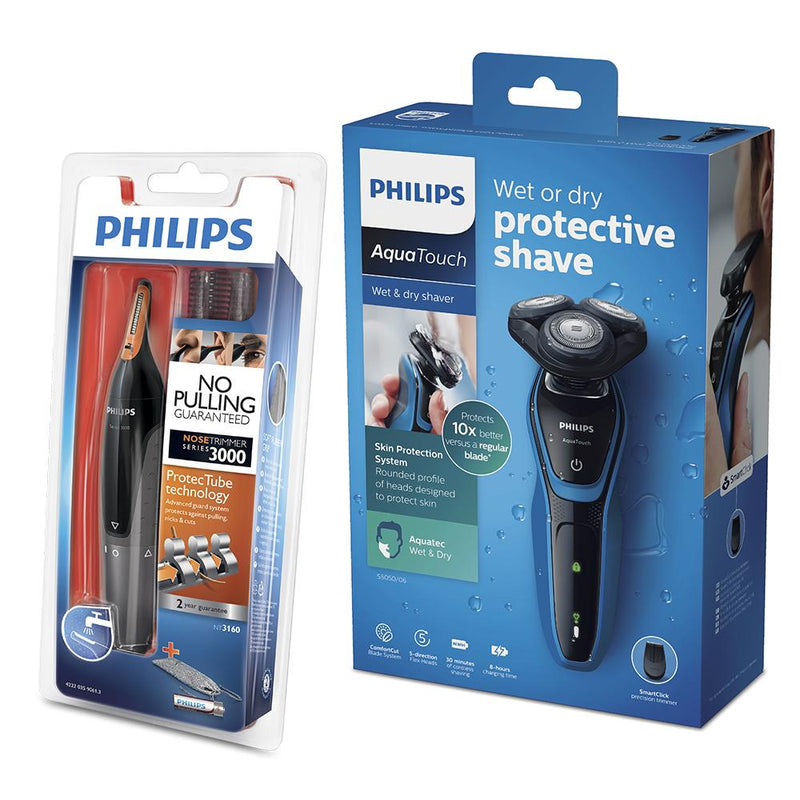 Combo Aquatouch S5050 + Nose Trimmer Series 3000 Philips S5050 // NT3160
